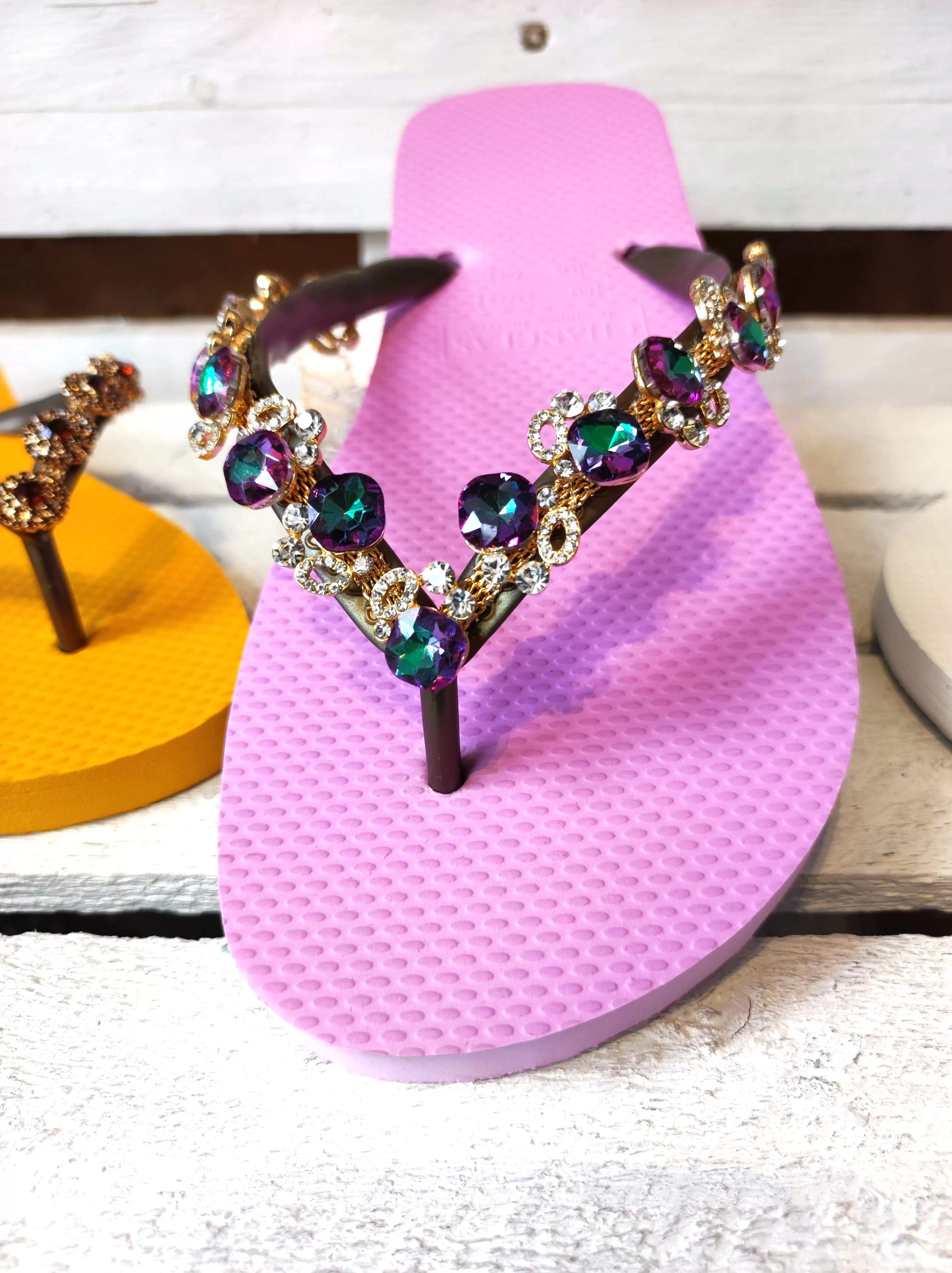 CHANCLAS VALENTINA EXCLUSIVE GREEN LAVENDER SIMONE HERRERA