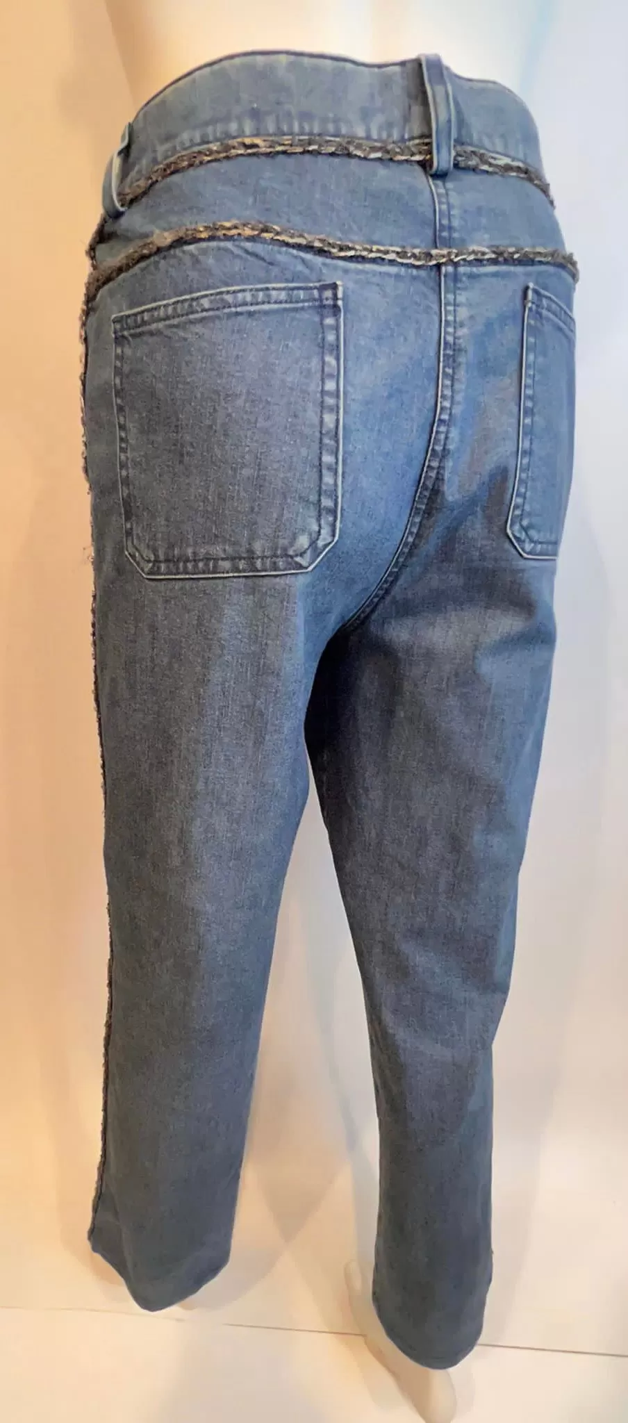 Chanel 06P 2006 Silver Trim Denim Blue Jeans FR 42