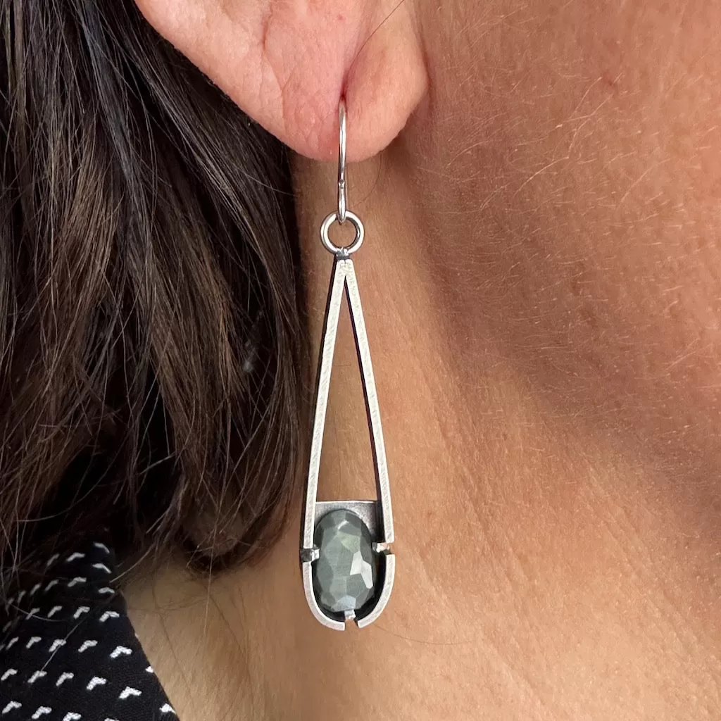 Chatoyant Grey Quartz Earrings