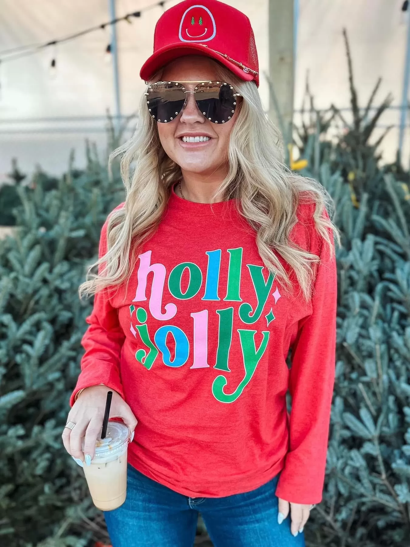 {CHRISTMAS EXPLOSION:  HOLLY JOLLY} Red Long-Sleeve Tee