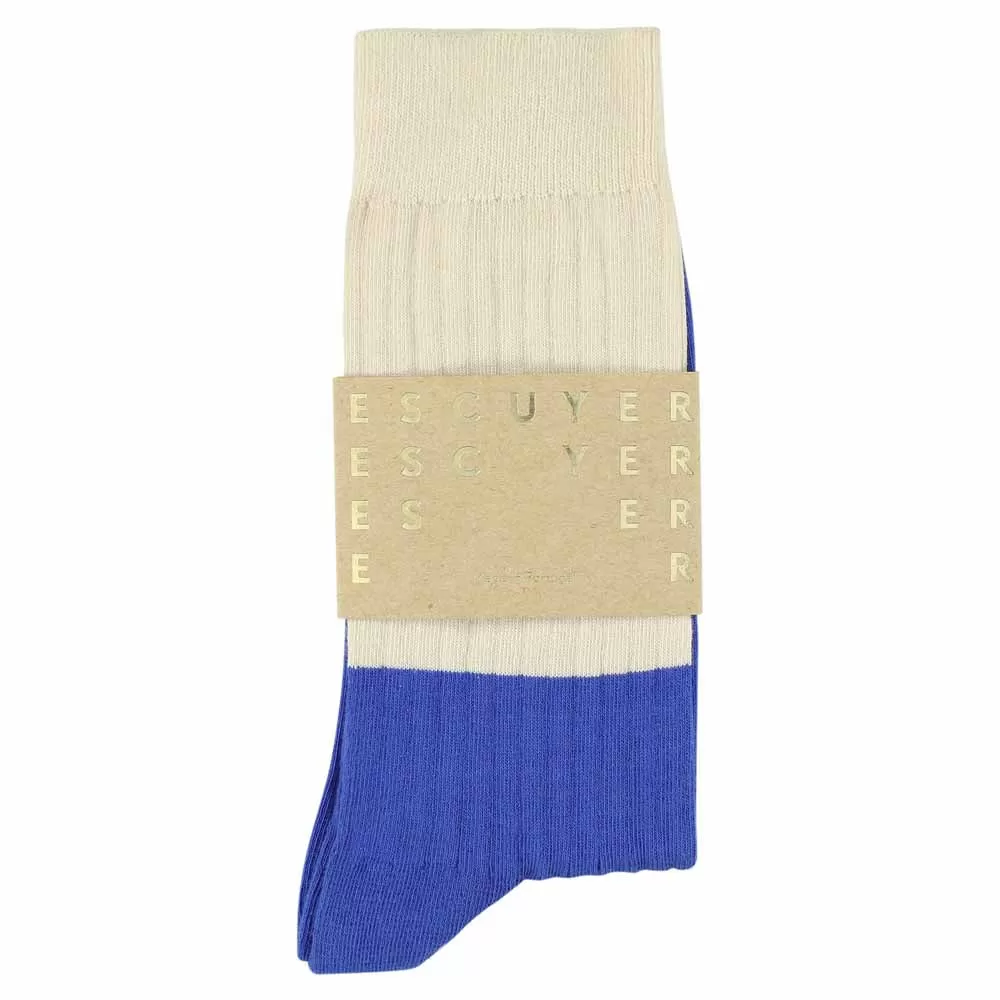 Colour Block Socks Ecru / Bright Blue