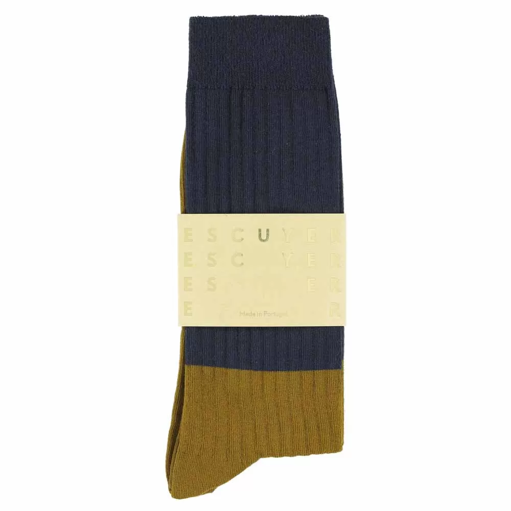 Colour Block Socks Navy / Cumin