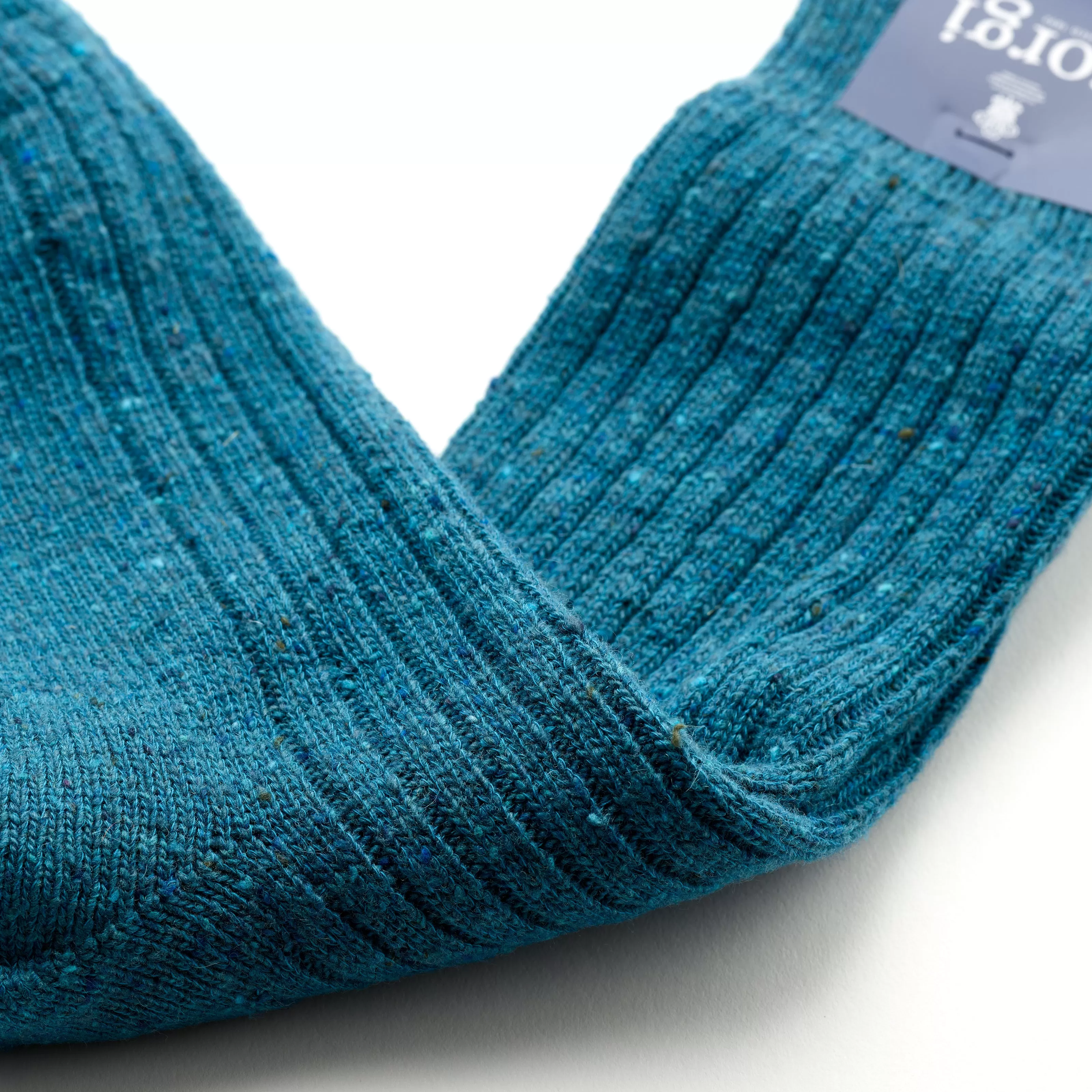 Corgi Plain Ribbed Donegal Wool Socks : Teal