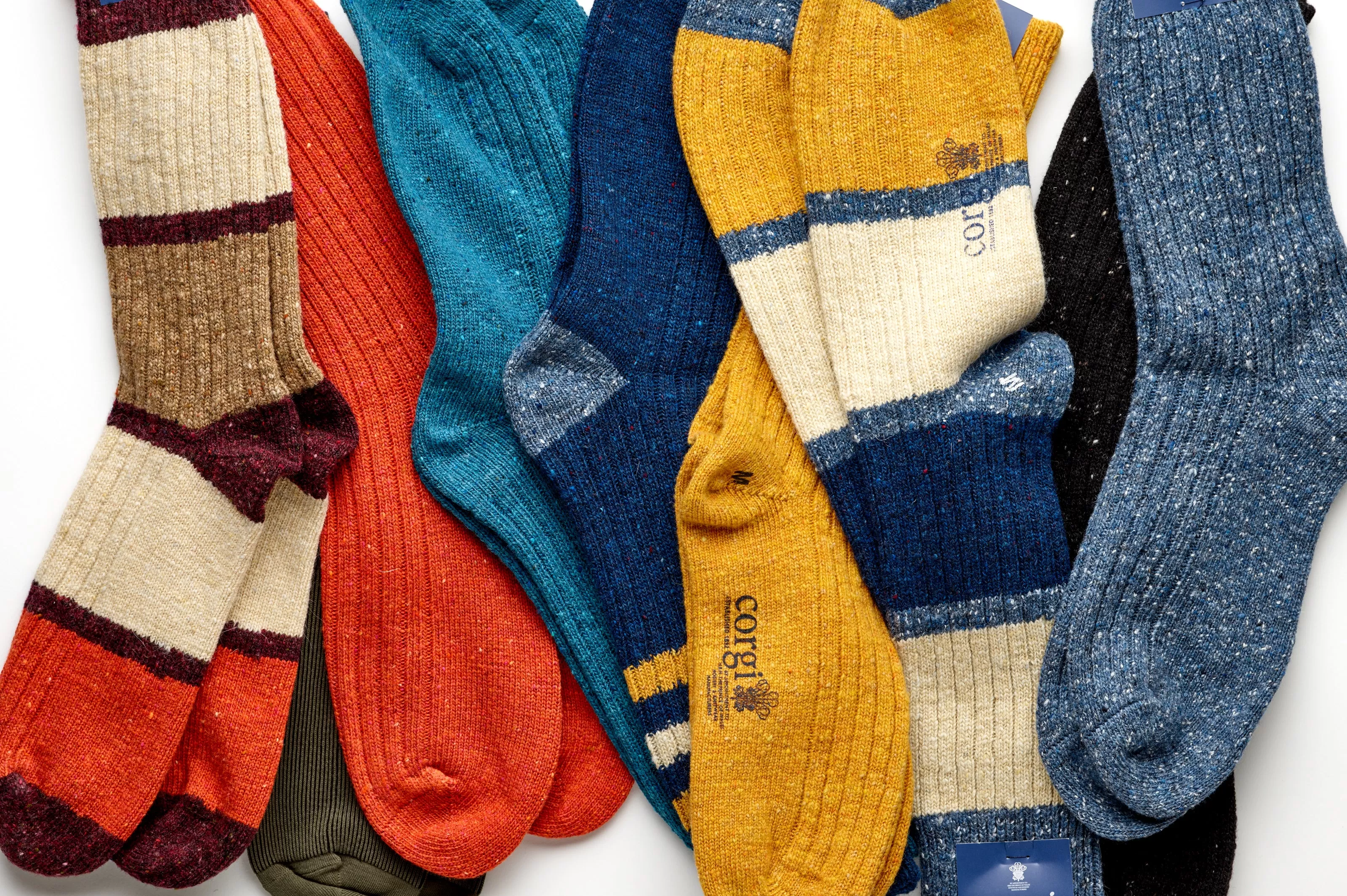 Corgi Shadow Rib Cotton Socks : Navy