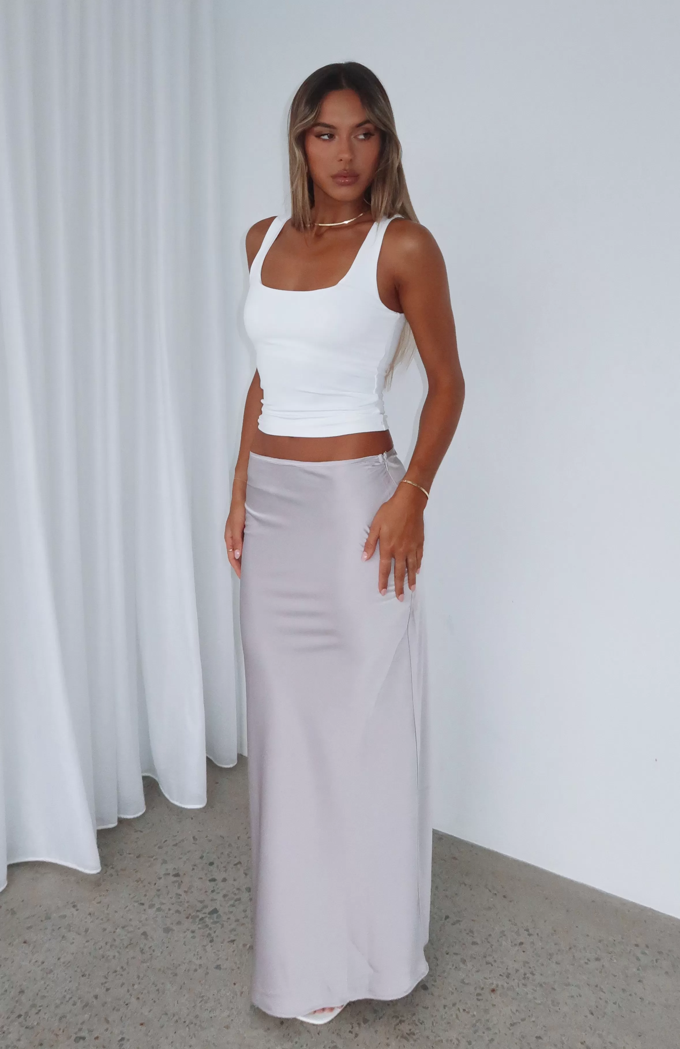 Cover Story Maxi Skirt Silver