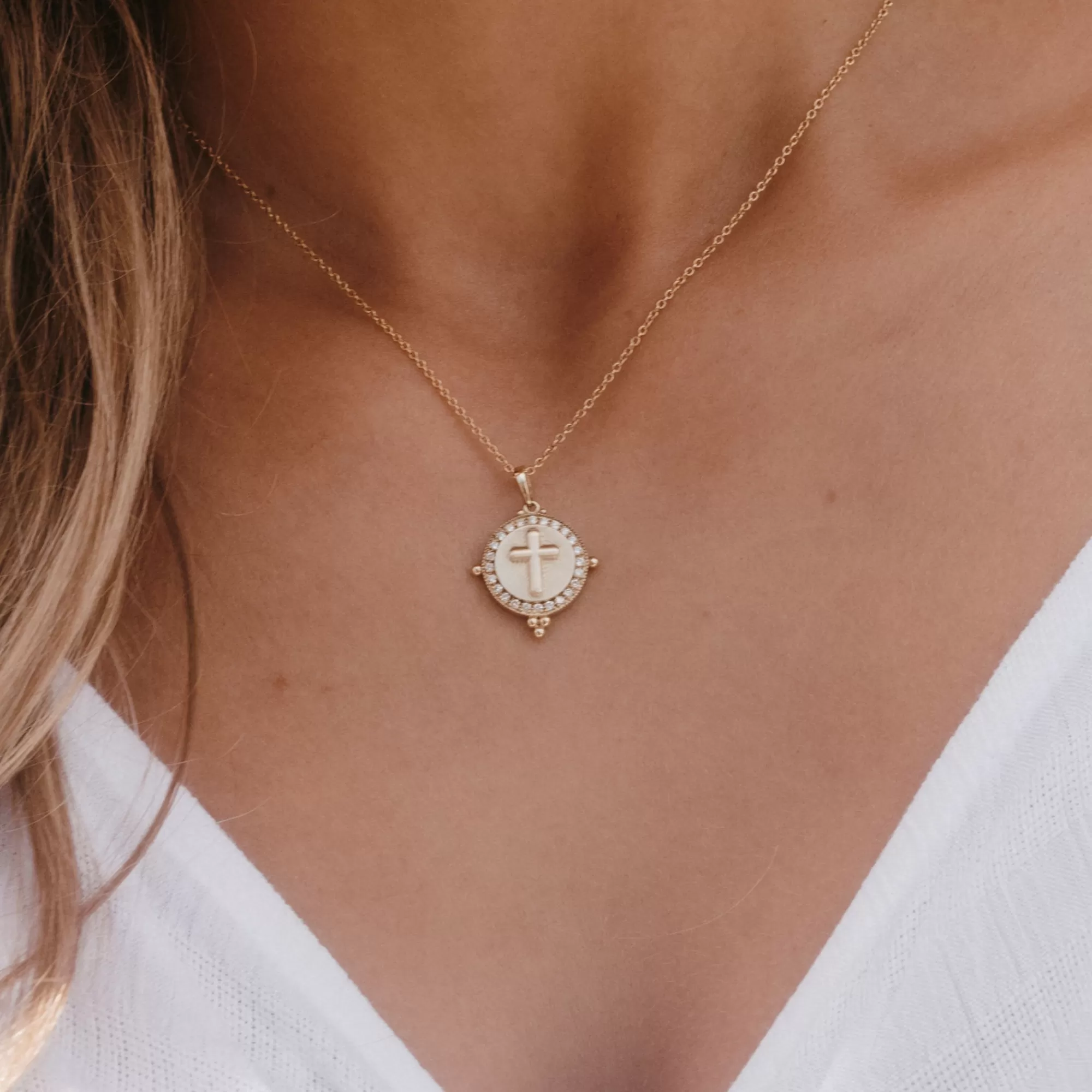 Cross Medallion & Diamonds Necklace