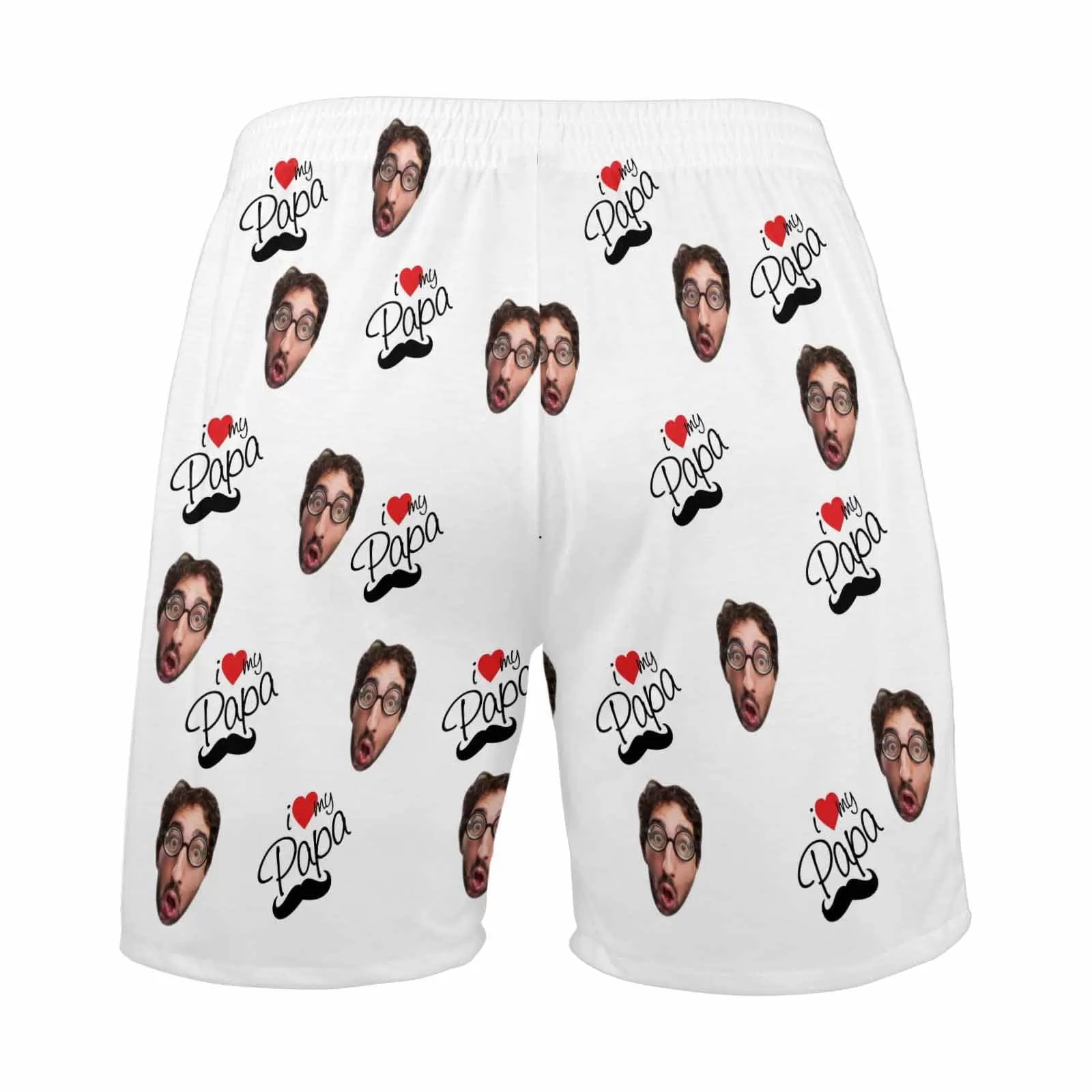 Custom Face Men's Pajama Shorts Personalized Love Papa Sleepwear Shorts