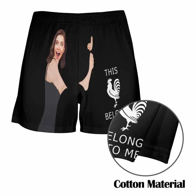 Custom Face This Belongs to Me Multicolor Boxer Shorts Pure Cotton Shorts for Men