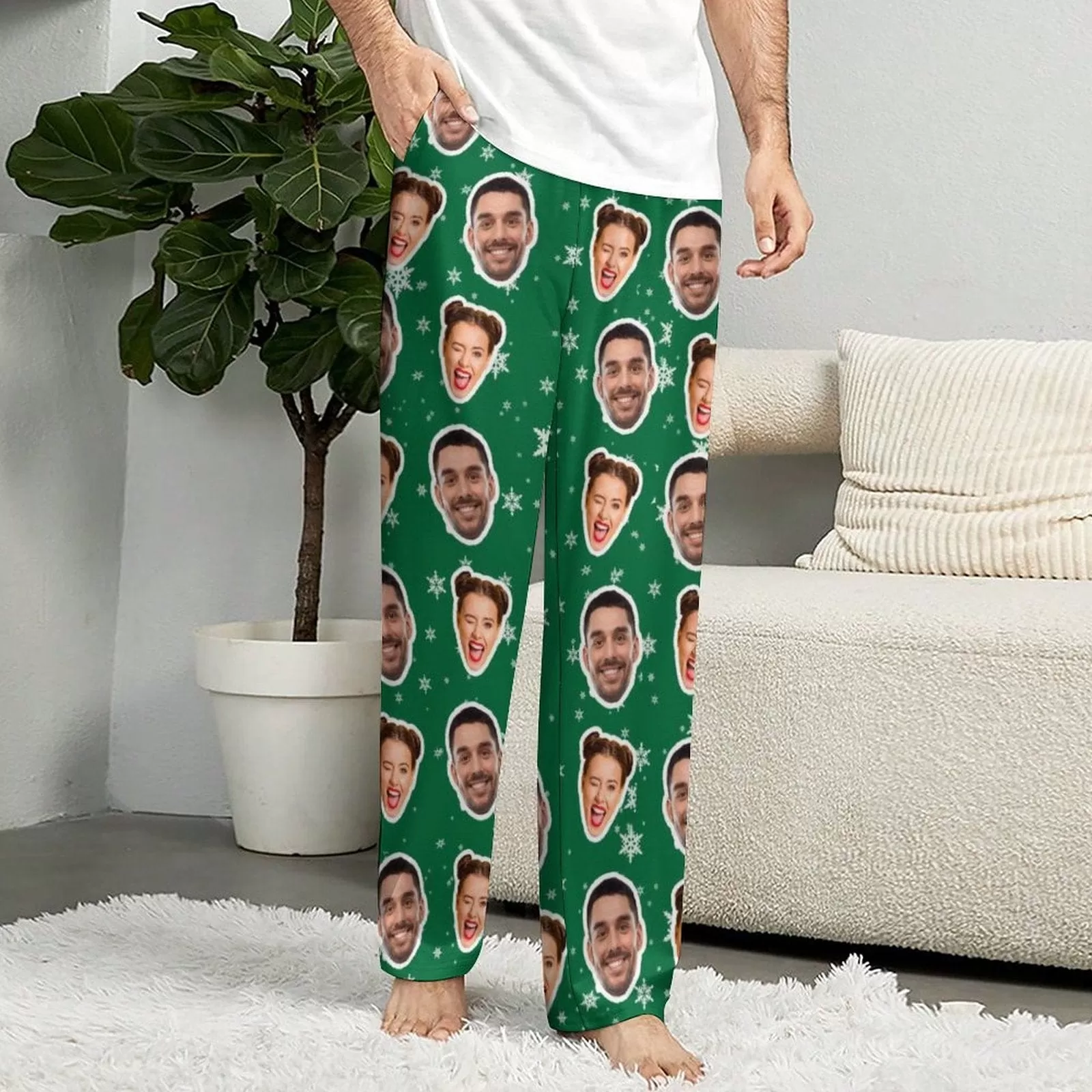 Custom Family Faces Slumber Party Unisex Long Pajama Pants Best Christmas Gifts for Family