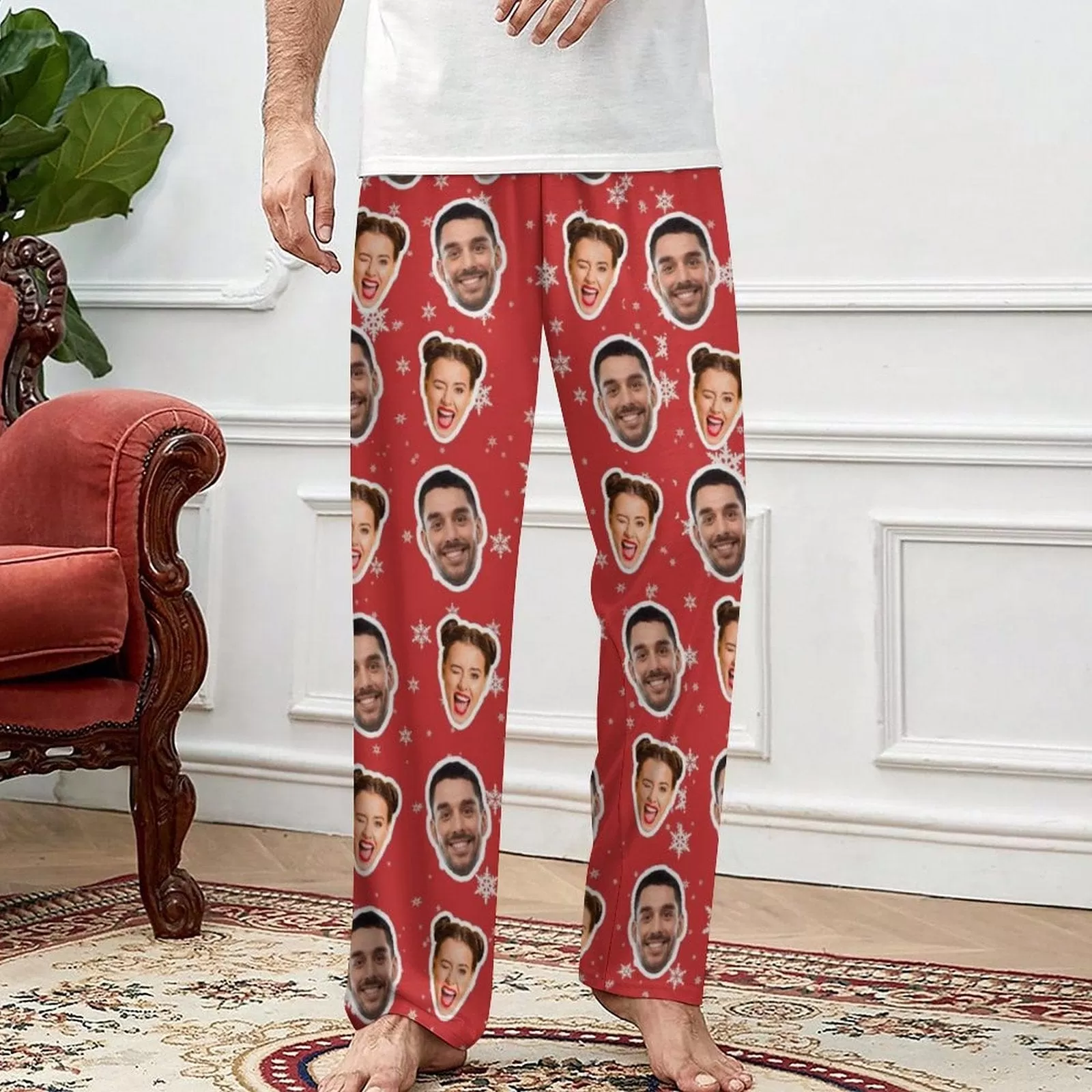 Custom Family Faces Slumber Party Unisex Long Pajama Pants Best Christmas Gifts for Family