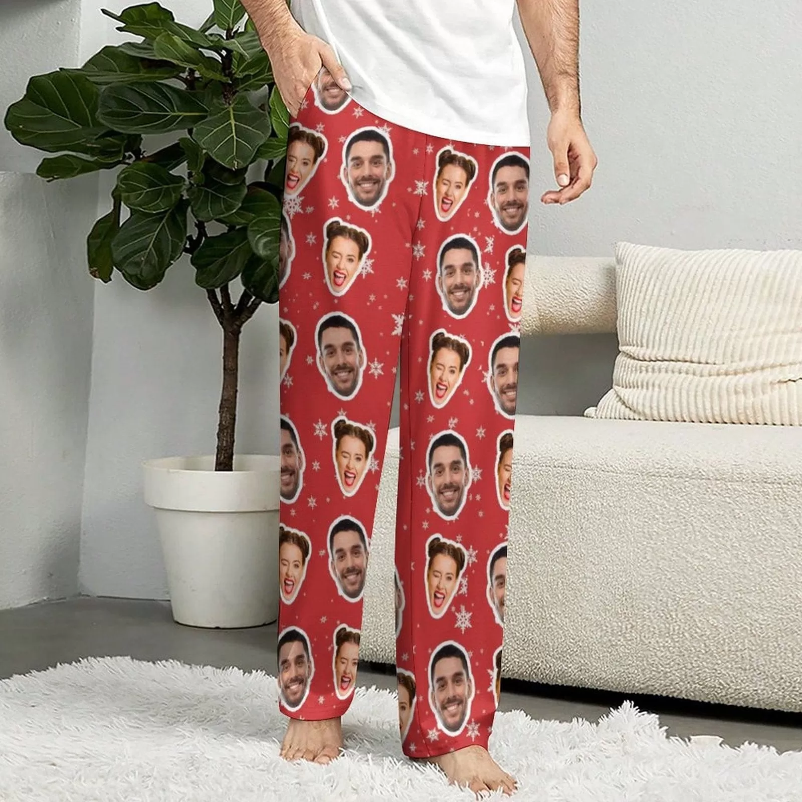 Custom Family Faces Slumber Party Unisex Long Pajama Pants Best Christmas Gifts for Family