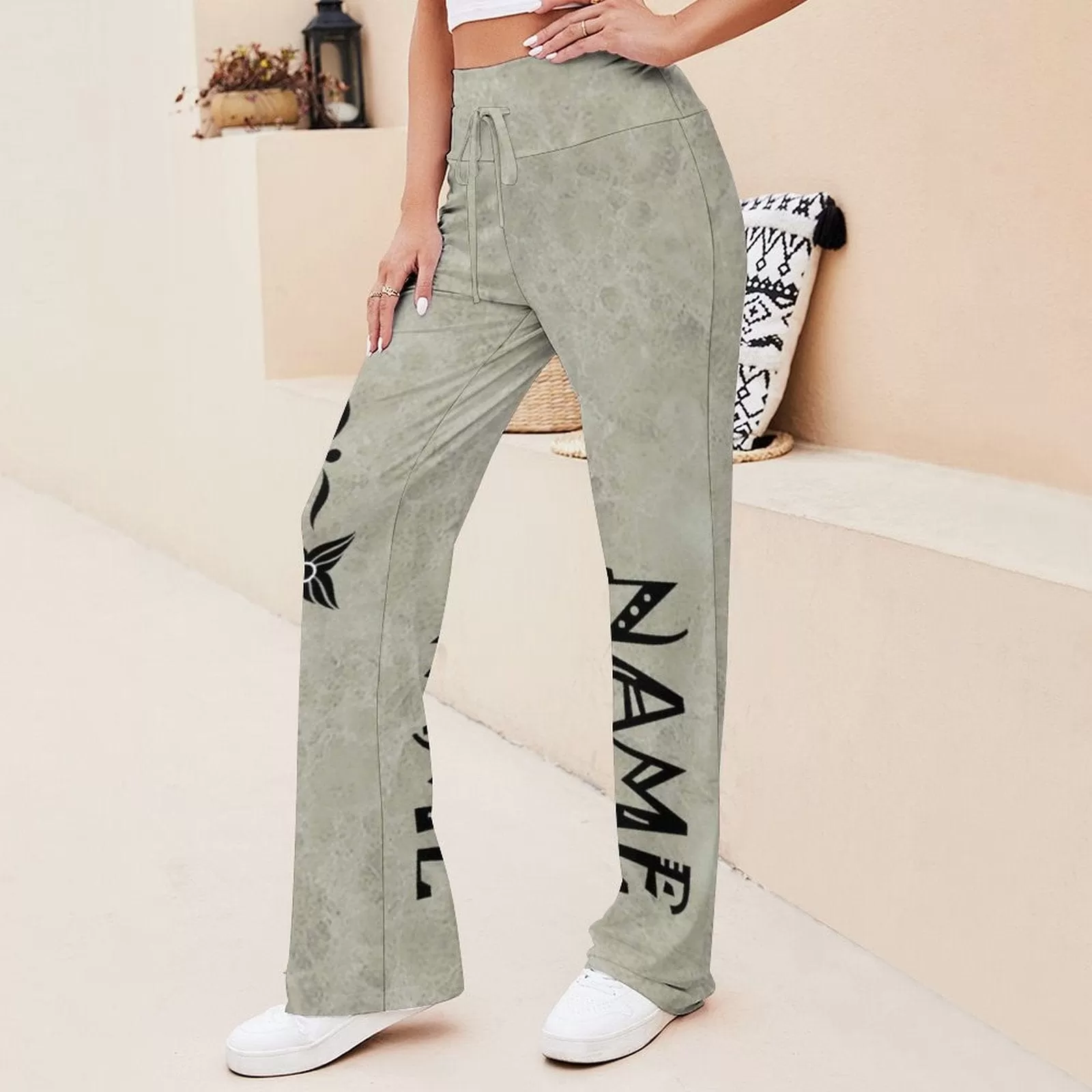 Custom Name Ripple Women's Straight-Leg Loose Comfy Drawstring Lounge Pants for Yoga Running Sporting