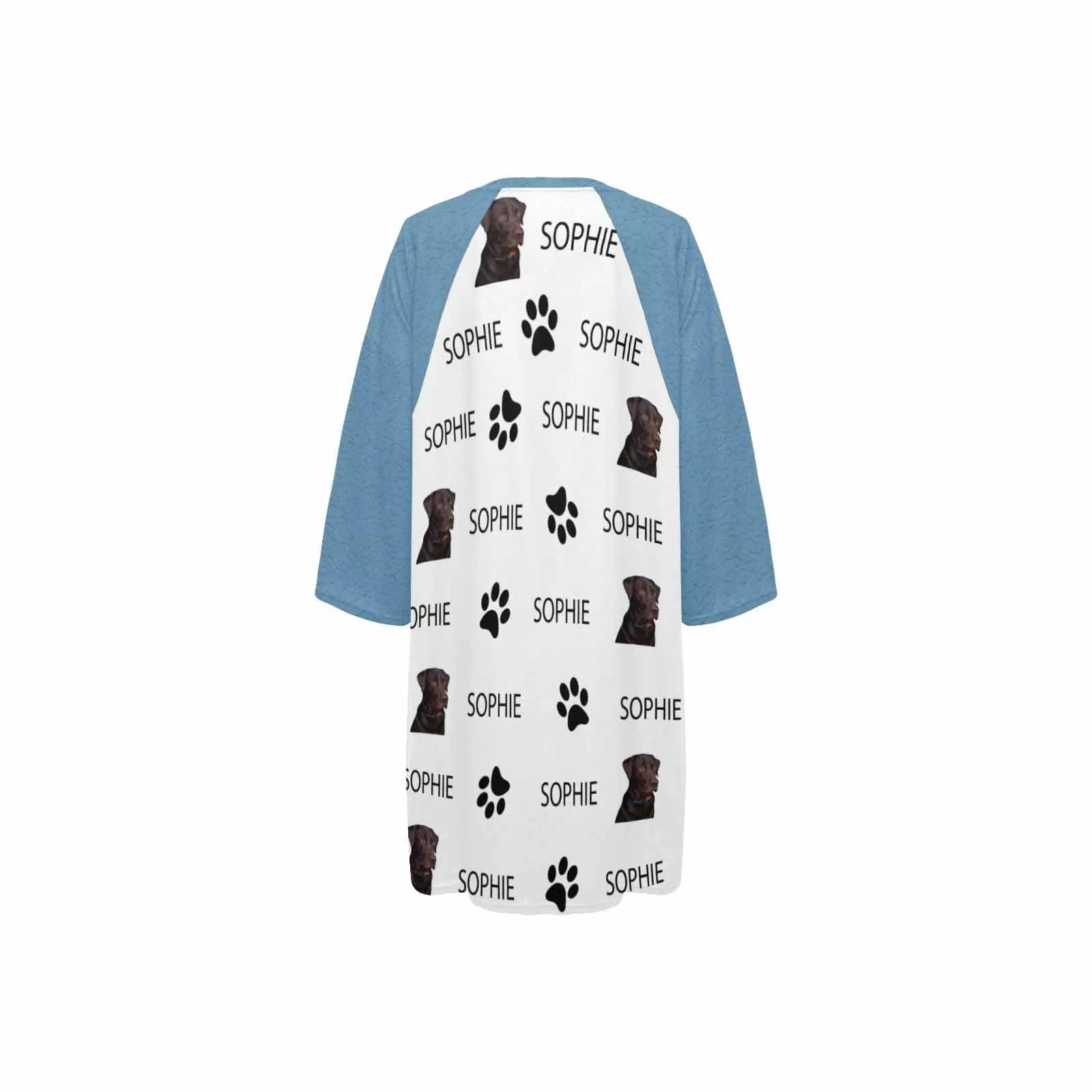 Custom Pet Face&Name Paw Bone Pajamas for Women's Oversized Sleep Tee Personalized Women's Loose Nightshirt Sleepwear