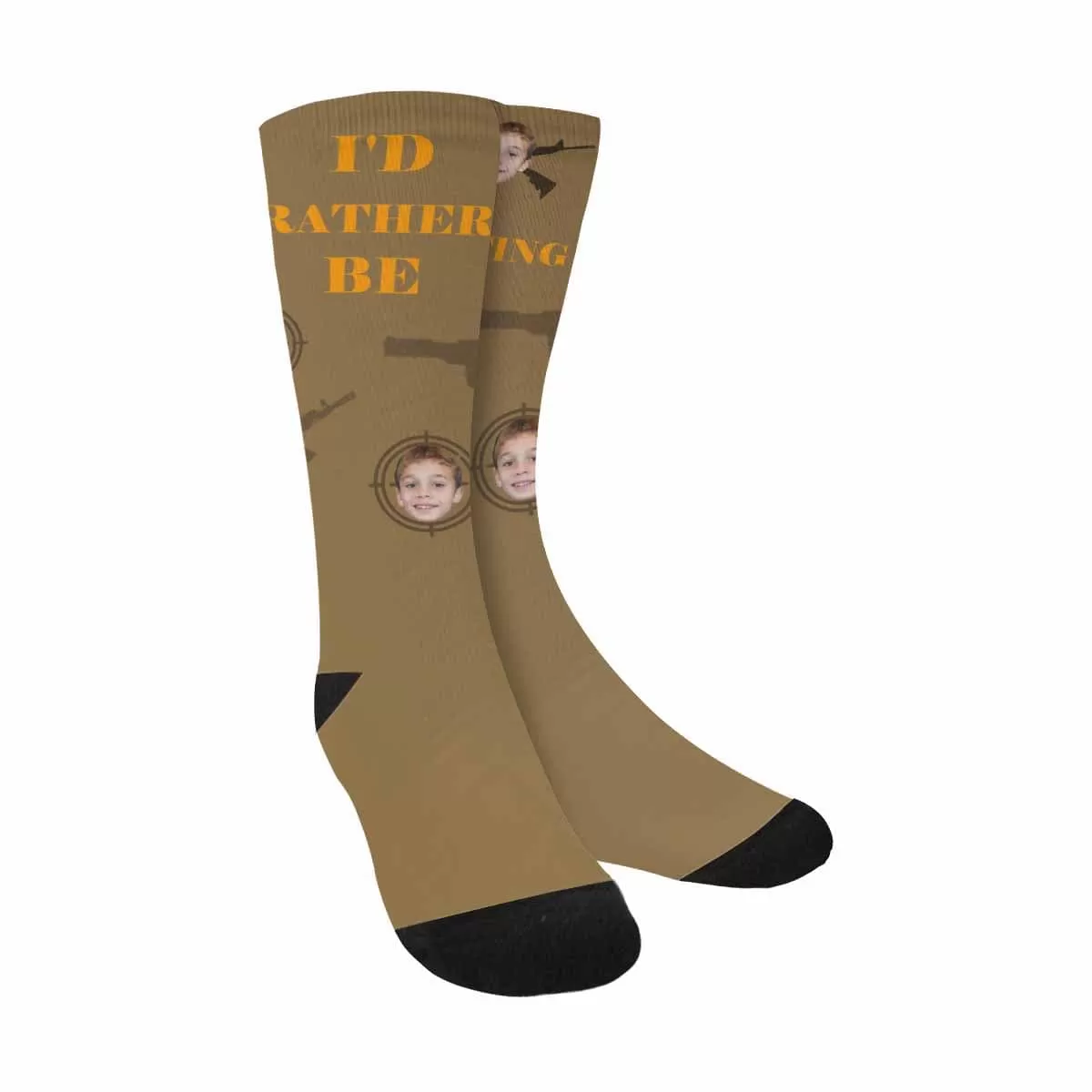 Custom Photo Socks I'd Rather Be Hunting Sublimated Crew Socks