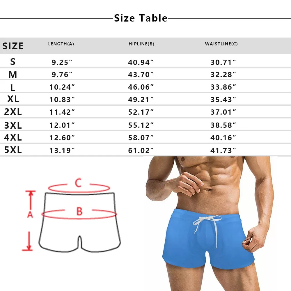 Custom Seamless Face Men's Swimwear Short Swim Trunks with Zipper Pocket Personalized Surfing Square Leg Board Shorts