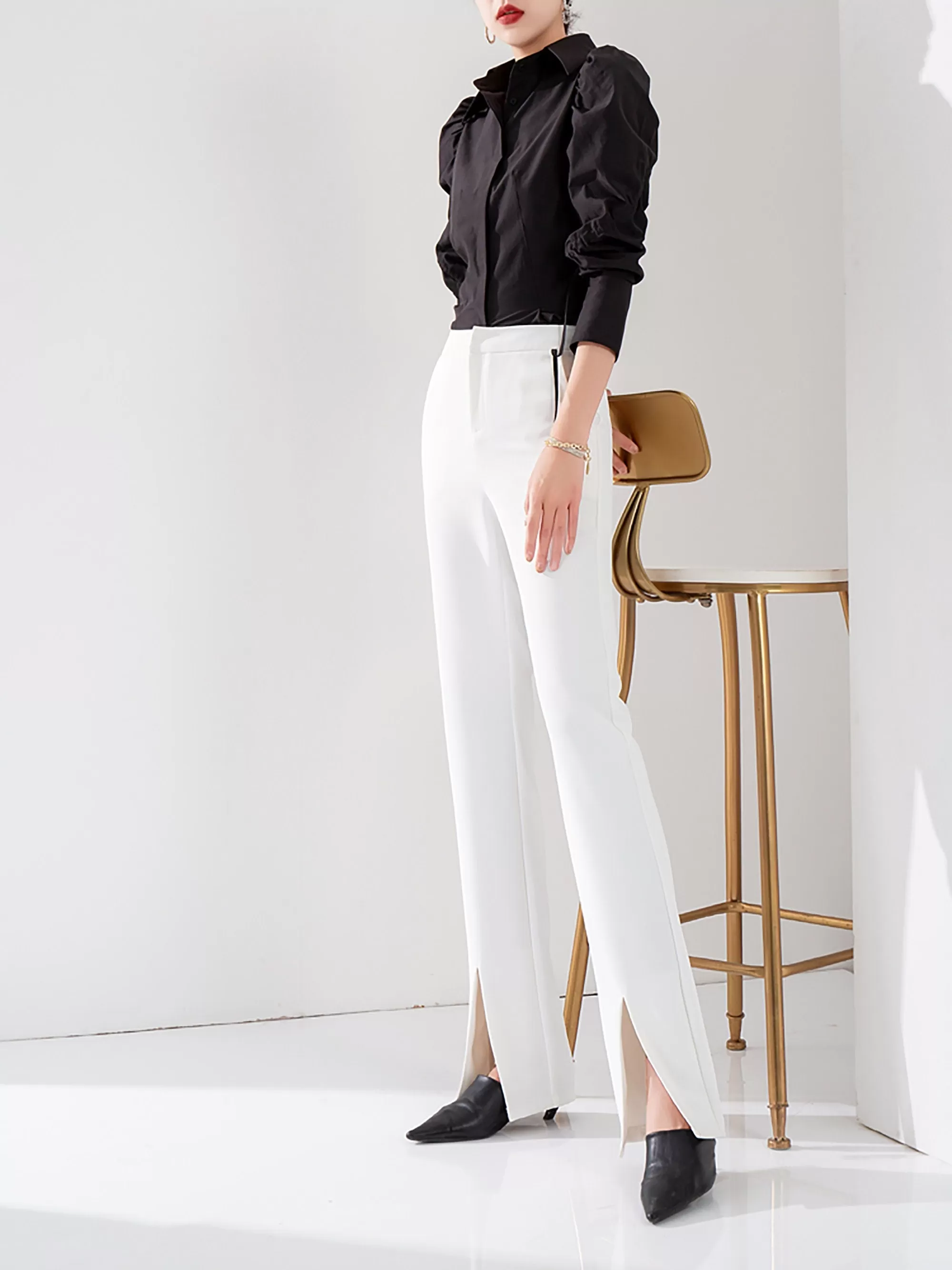 Custom Split-Hem Flare Long Pants