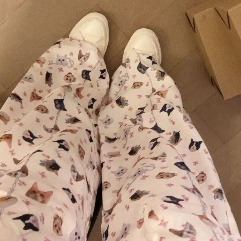 Cute Cat Printed Pants - Kimi