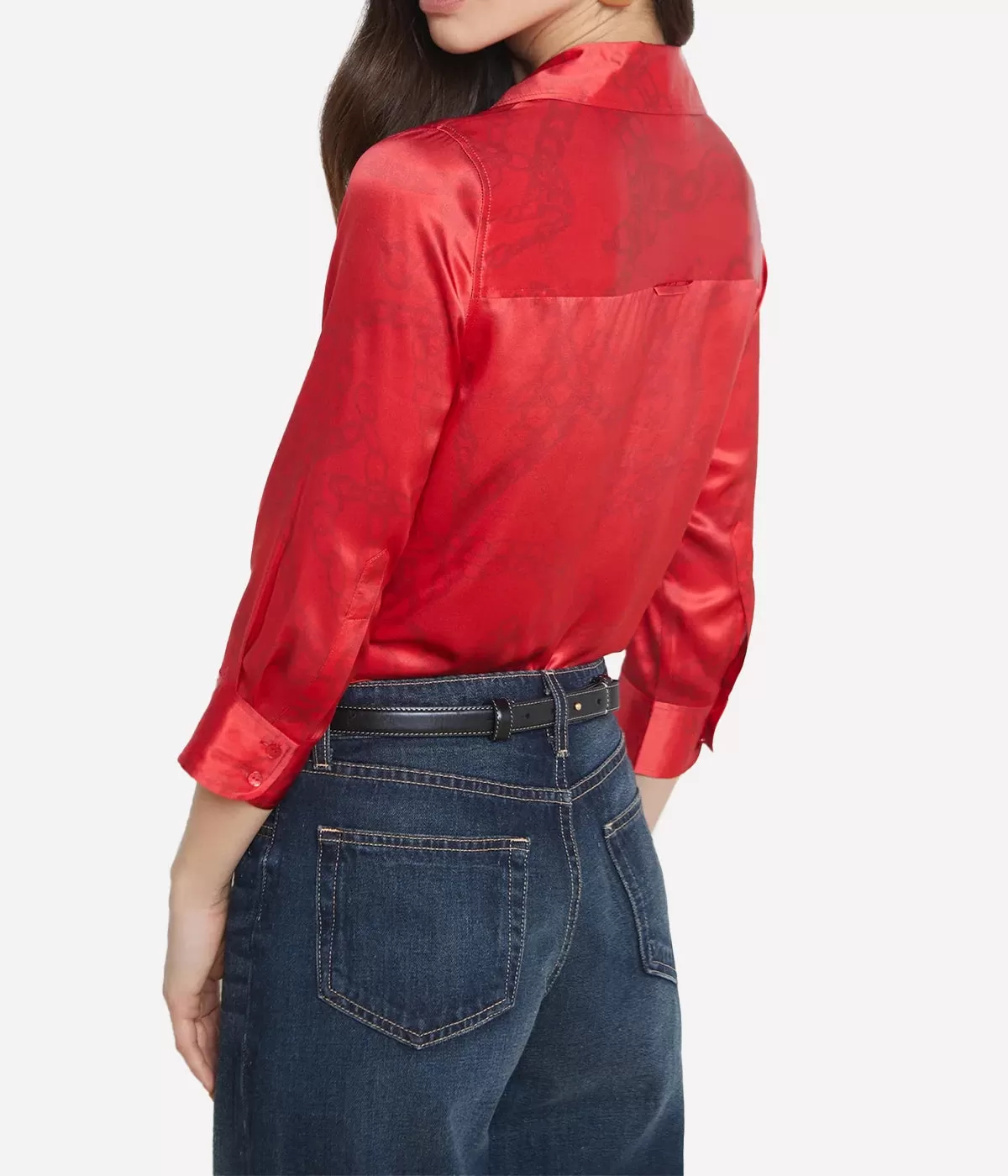 Dani 3/4 Sleeve Blouse in Red All Over Chain