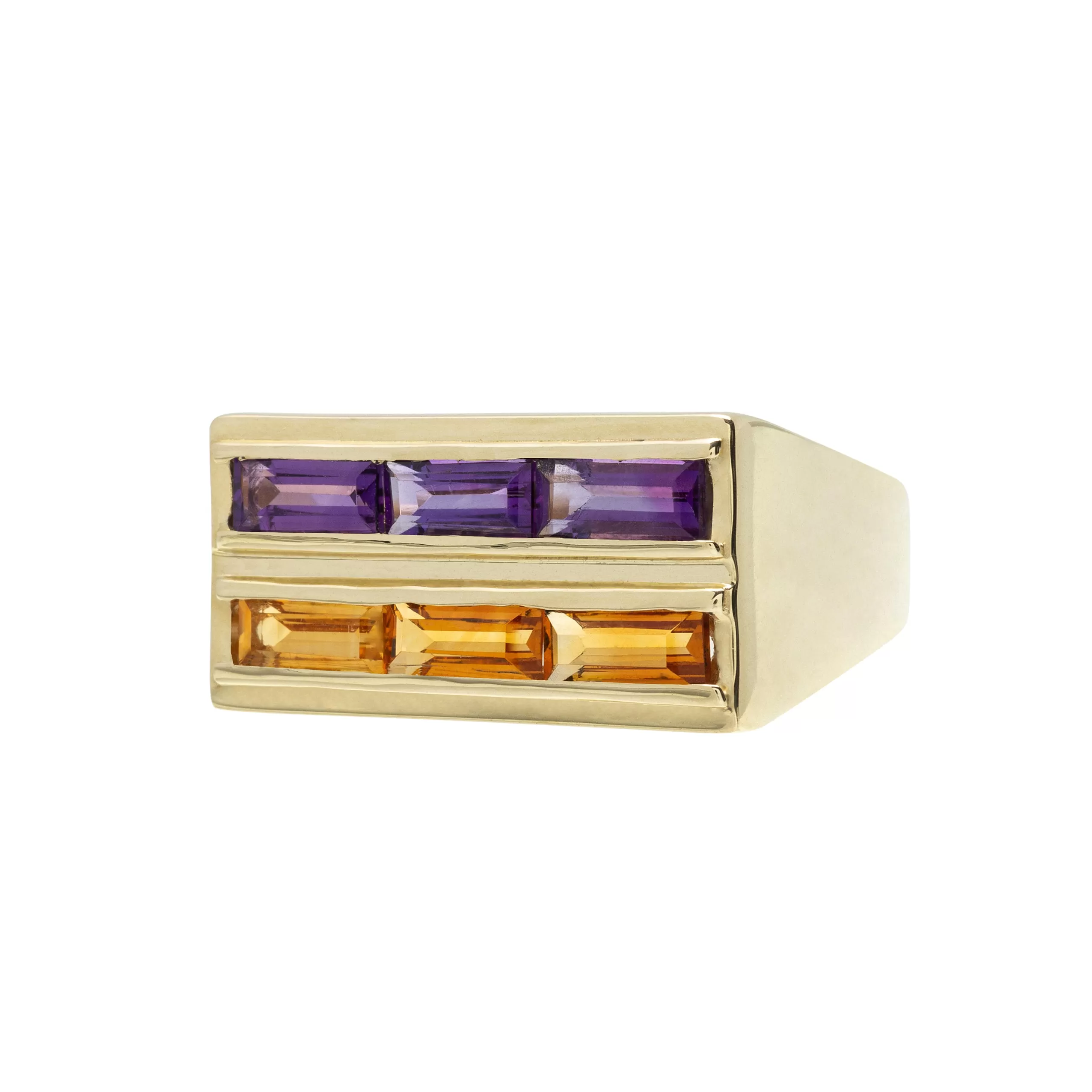 DECO CENTRAL CITRINE   AMETHYST RING