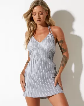 Denada Mini Dress in Crinkle Silver