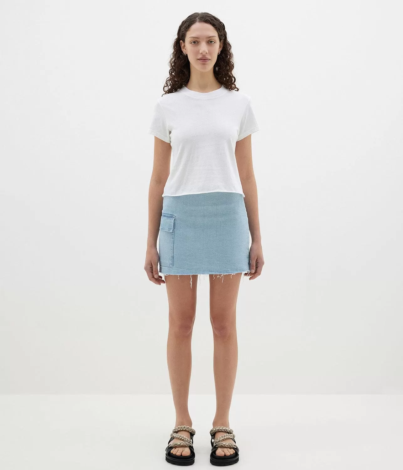 DENIM UTILITY MINI SKIRT- LIGHT VINTAGE