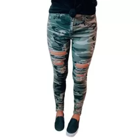 Distressed Camo Jeggings