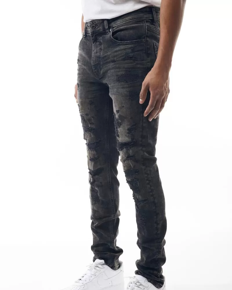 Distressed Washed Denim Jean