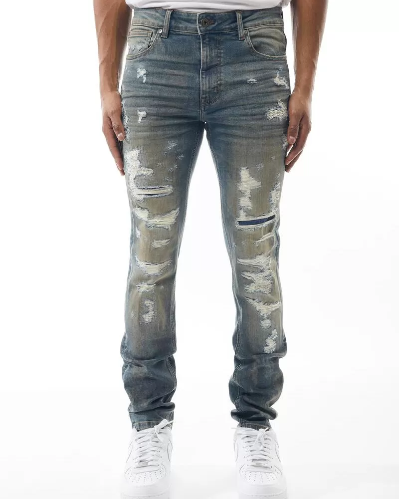 Distressed Washed Denim Jean