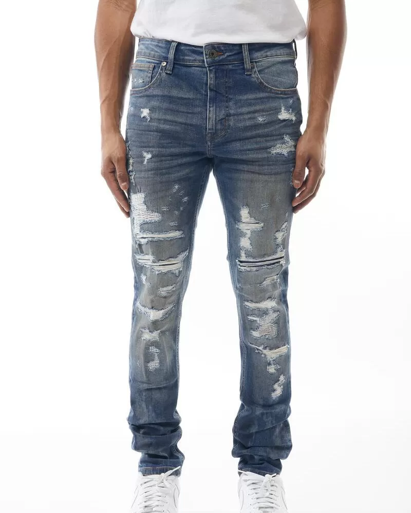 Distressed Washed Denim Jean