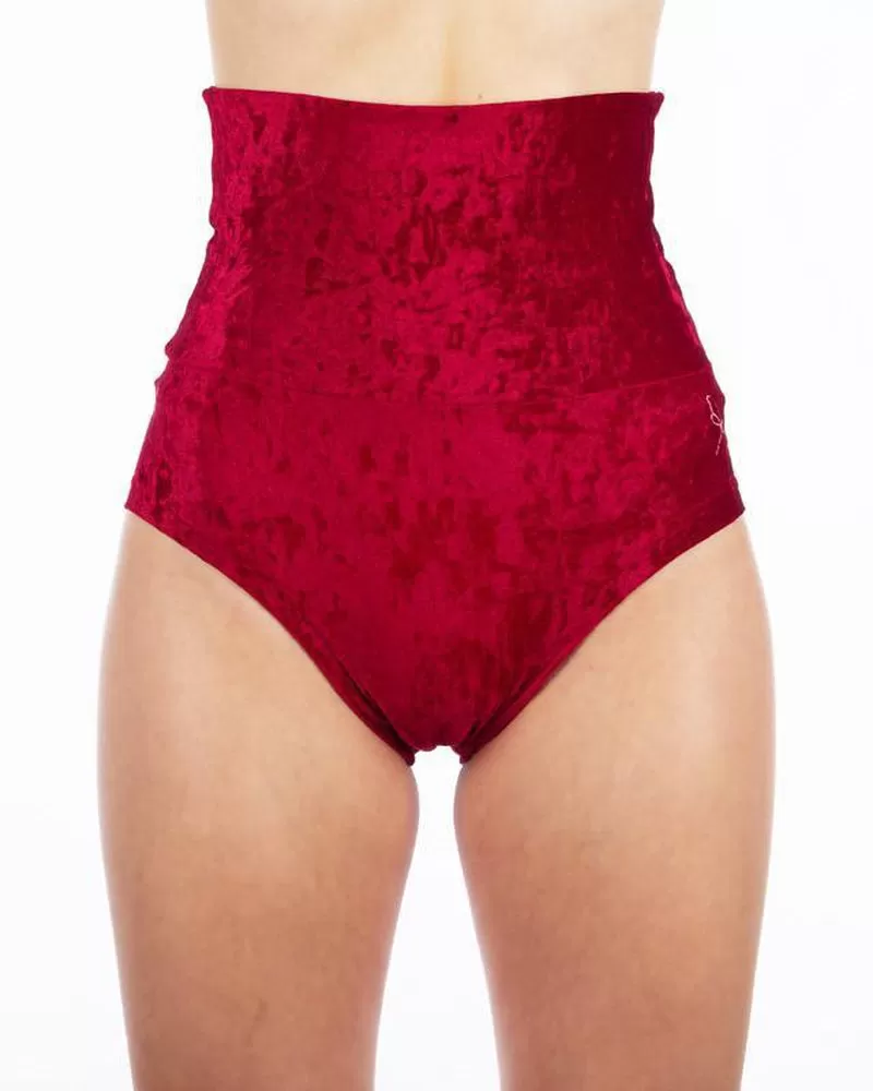 Dragonfly Betty High-Waisted Shorts - Velvet Red