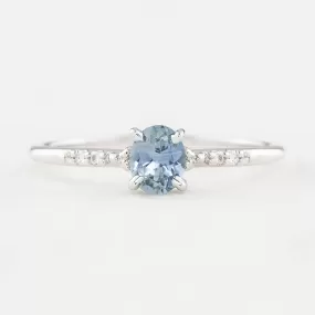 Eloise Ring - 5x4mm 0.45ct Light Blue Montana Sapphire, 14k White Gold