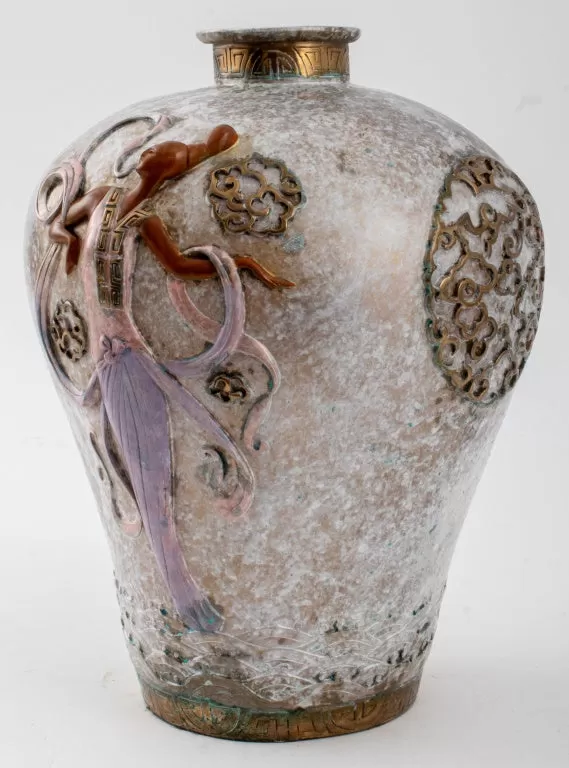 Erte "Oriental Mystery" Patinated Bronze Vase 1990