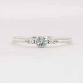 Estel Ring - 3.25mm 0.20ct Light Green Montana Sapphire, 14k White Gold