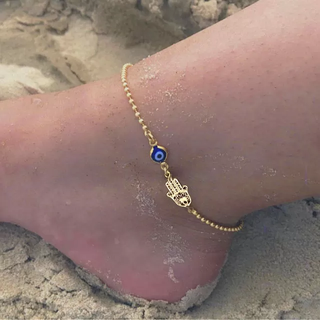 Evil Eye Anklet Dainty Anklet 925 Sterling Silver