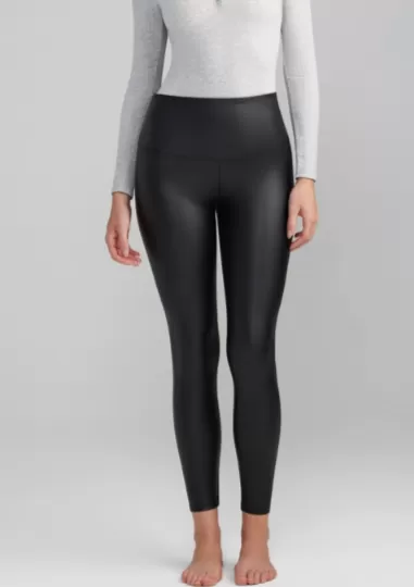 Faux Leather Shaping Legging - Black