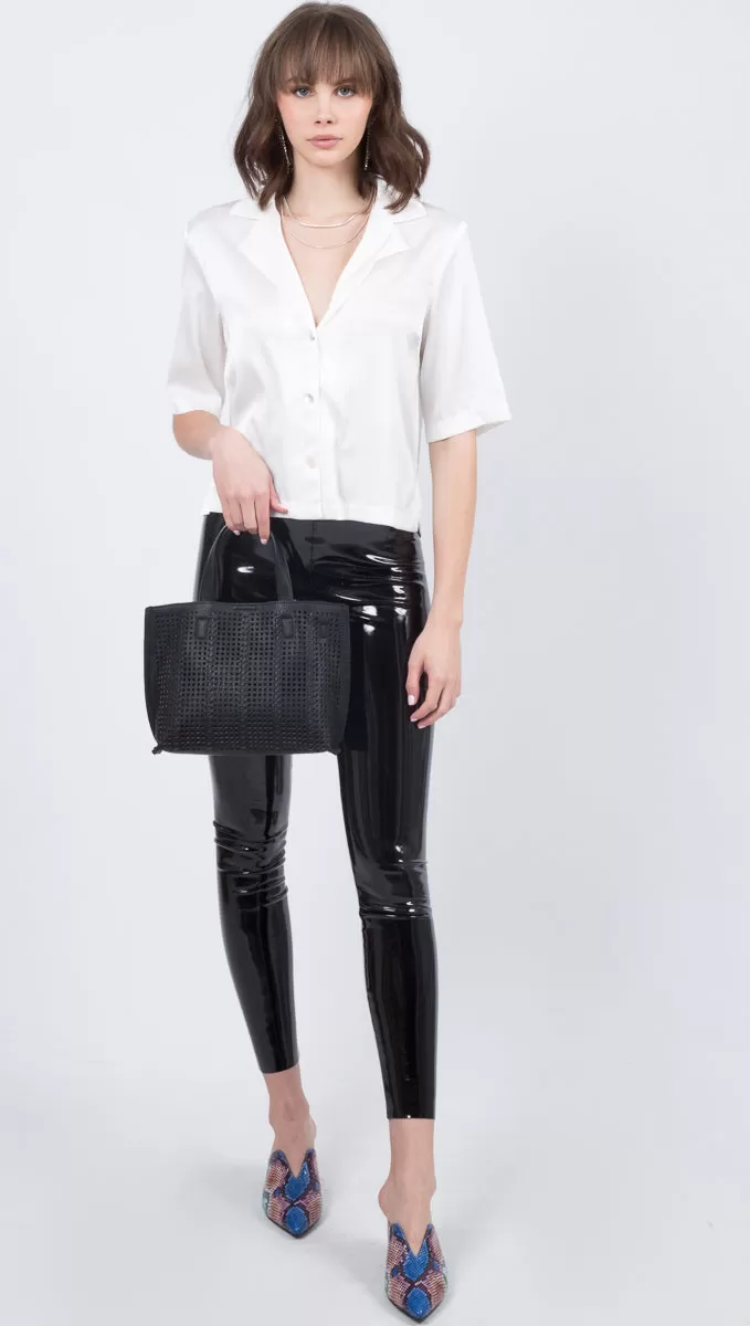 Faux Patent Leather Leggings - Black