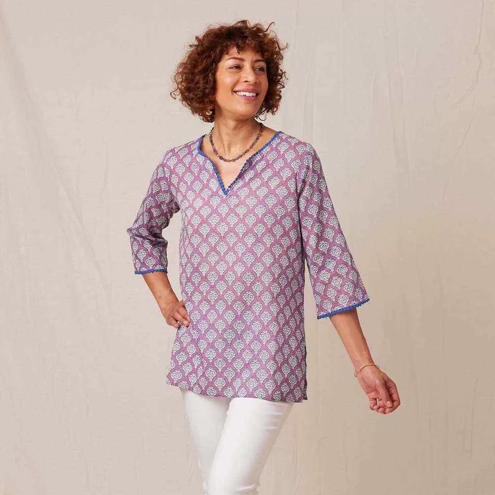 Fifer Rose Pink blu Cotton Kurta Tunic