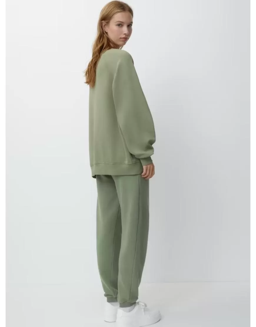 Fleece Jogger Trousers-Khaki Green