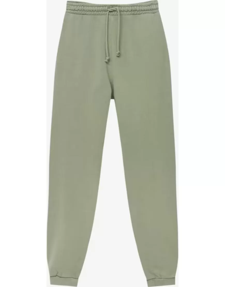 Fleece Jogger Trousers-Khaki Green