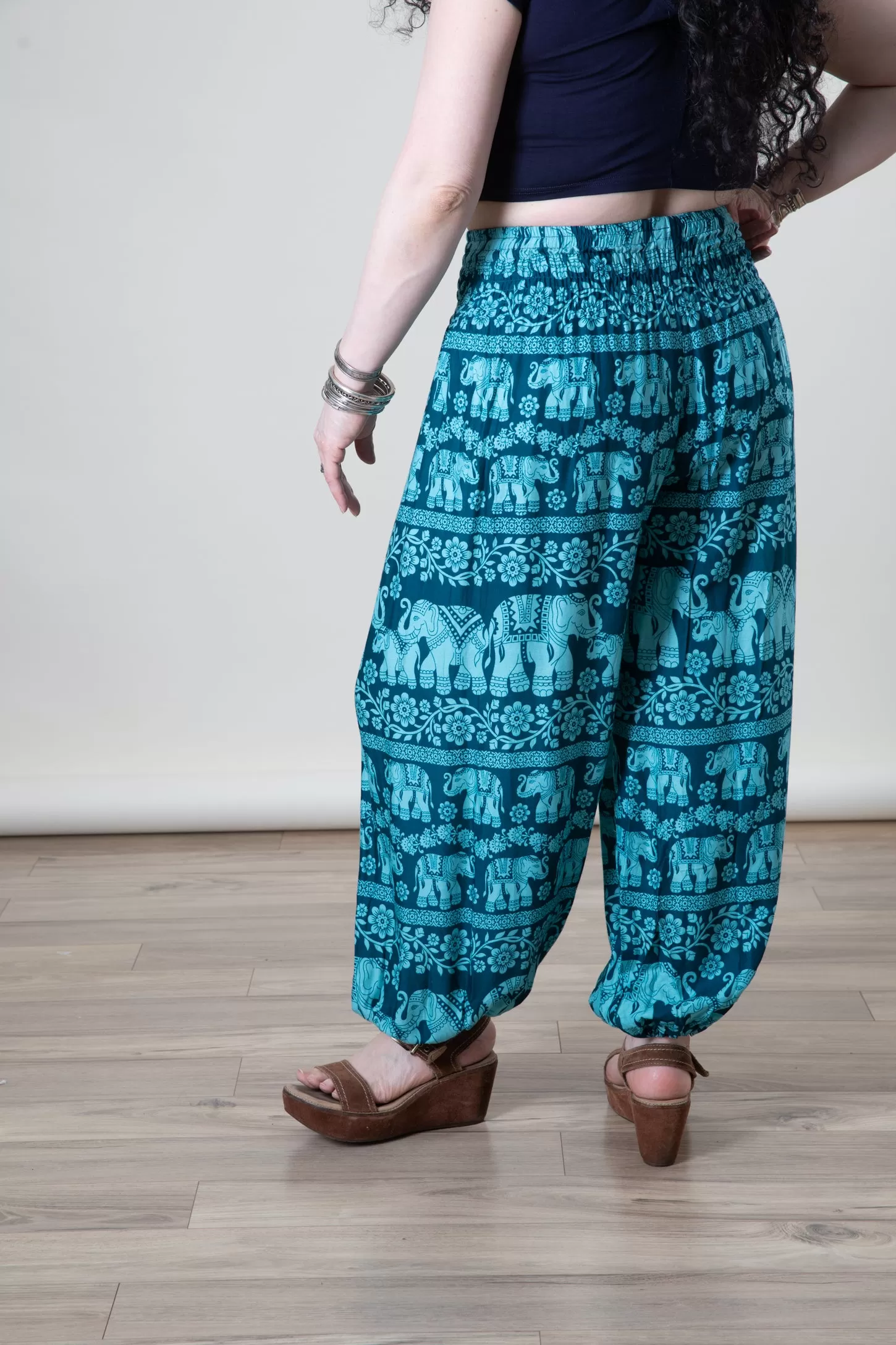 Floral Elephant Harem Pants