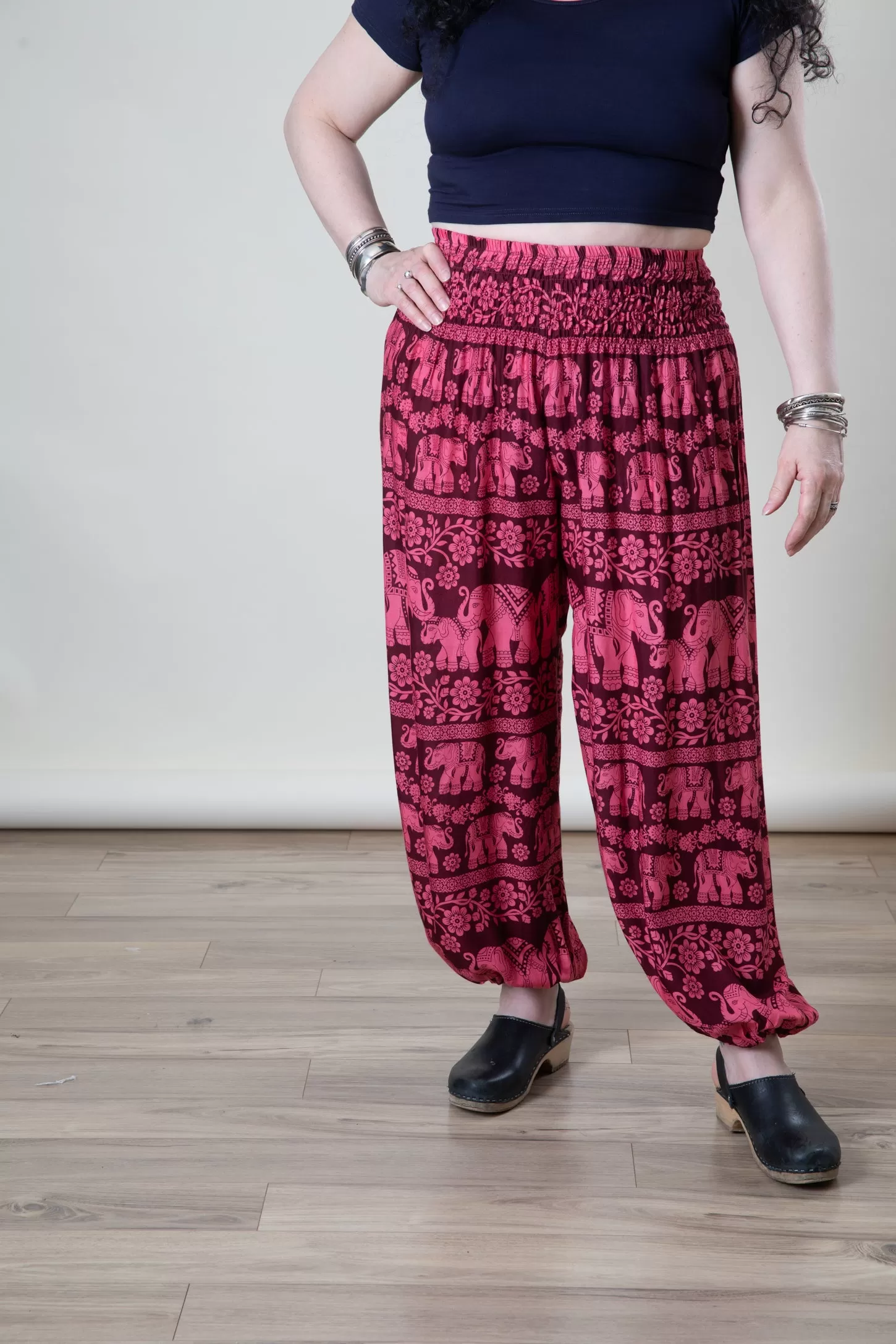 Floral Elephant Harem Pants