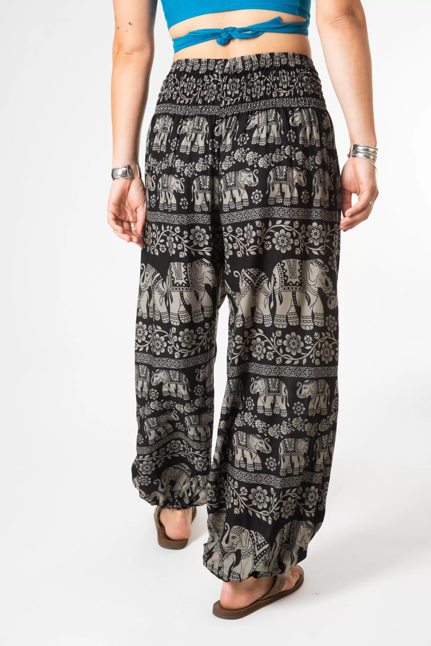 Floral Elephant Harem Pants