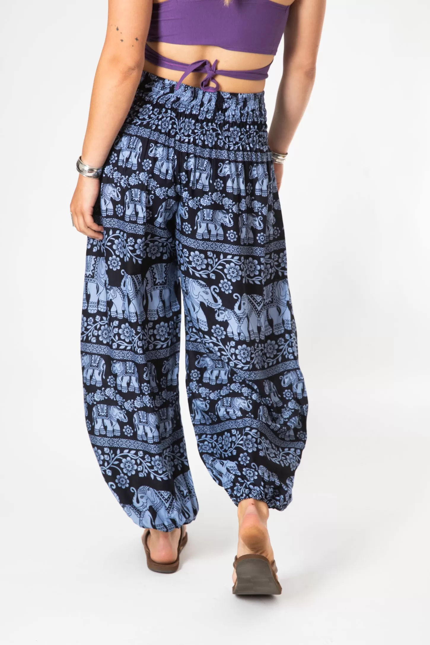 Floral Elephant Harem Pants