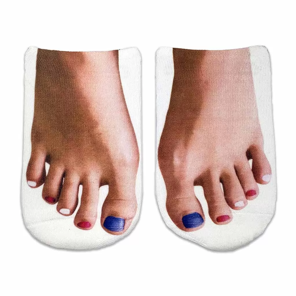 Funny Red, White, and Blue Feet Socks for Women