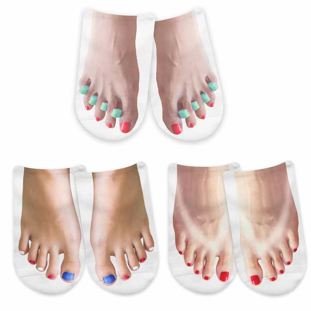 Funny Red, White, and Blue Feet Socks for Women