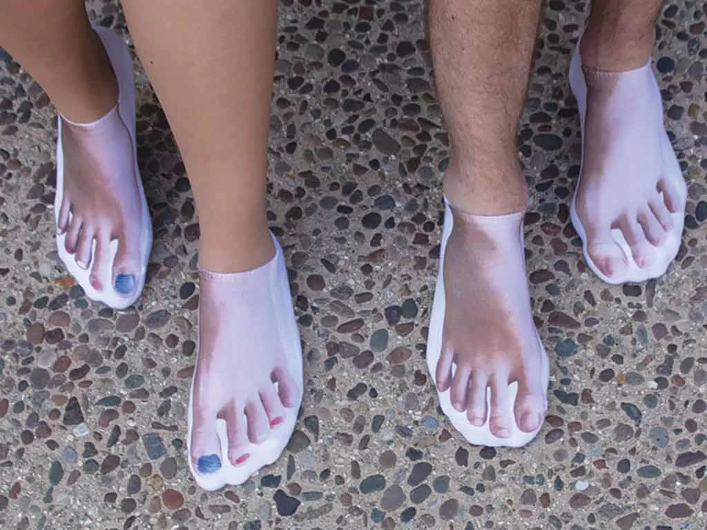 Funny Tan Line Feet Printed on Socks for Women