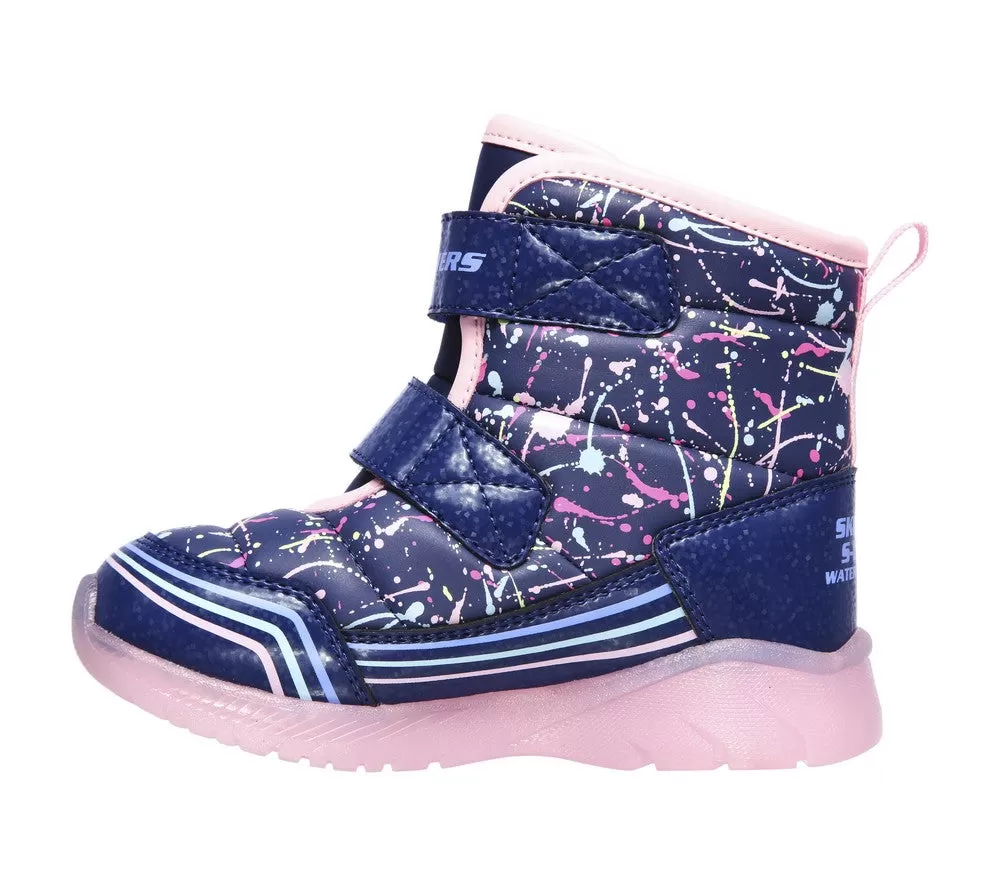 Ghete sport, fete, SKECHERS WATER REPELLENT Illumi Brights Power Paint, 302653N-NVMT bleumarin, piele ecologica