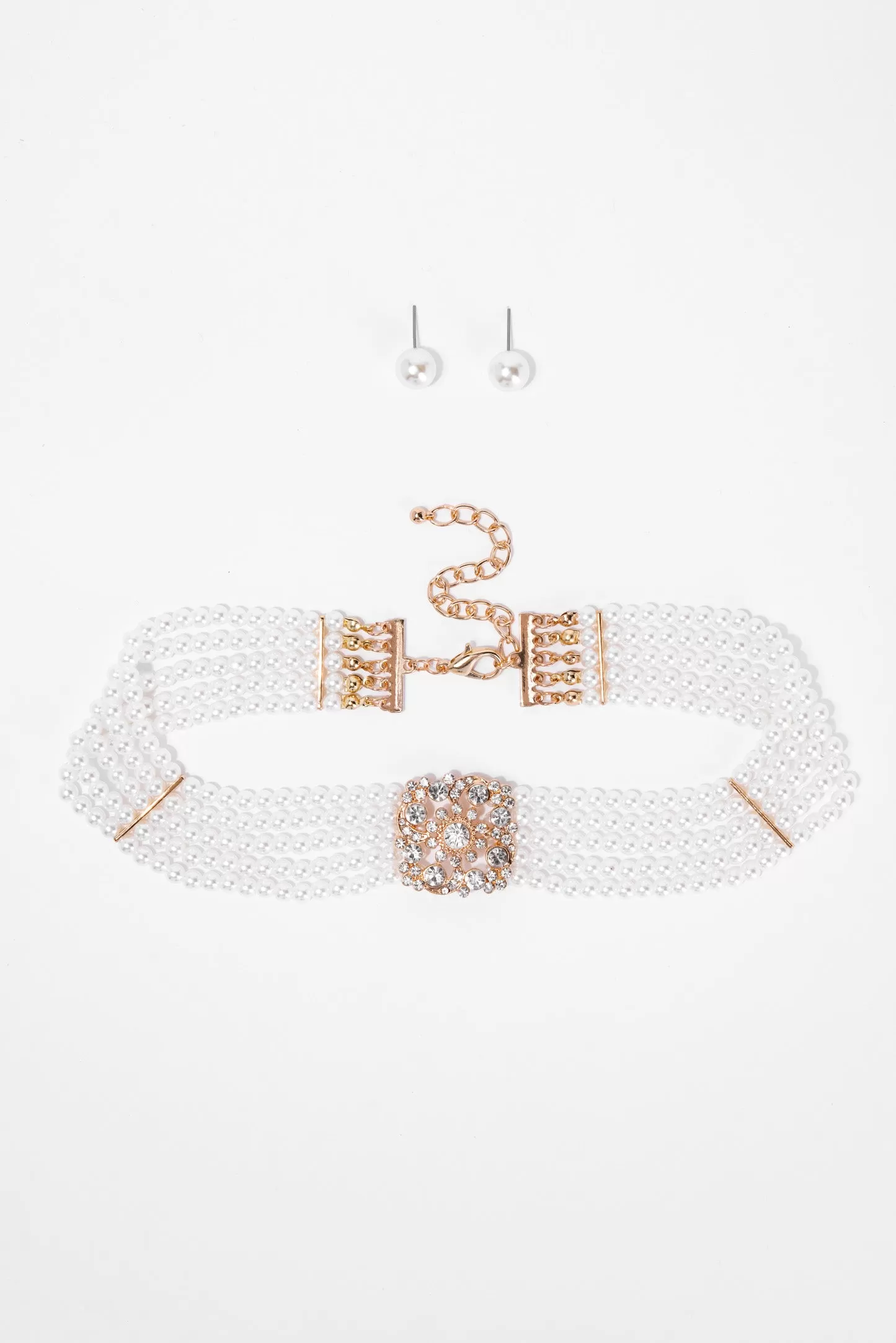 Gillian Pearl 5 Line Choker Necklace Set