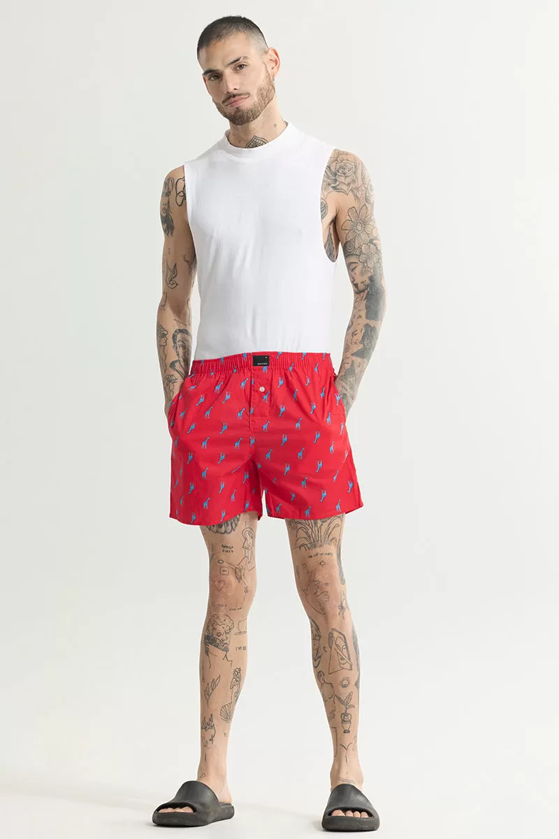 Giraffe Print Red Boxer