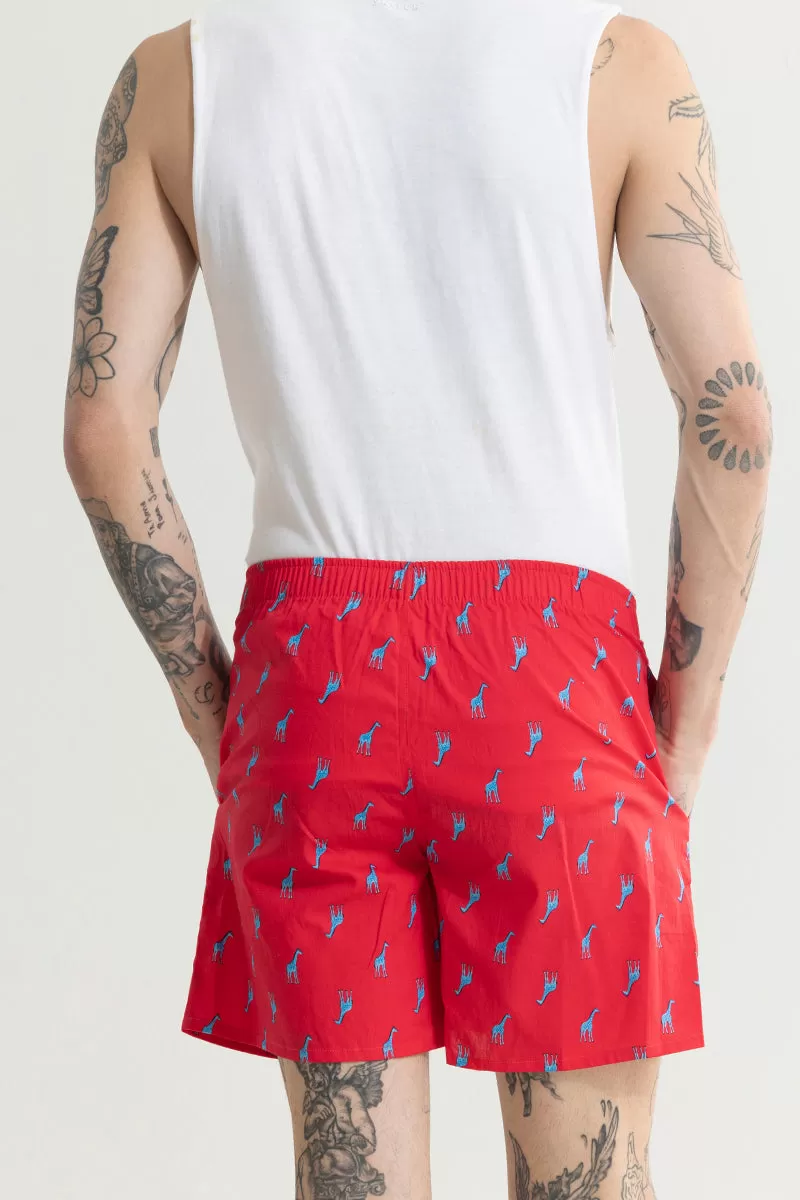 Giraffe Print Red Boxer